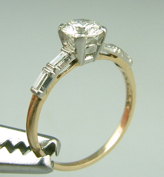 Fine Vintage Gold Platinum Diamond Engagement Ring Estate Jewelry