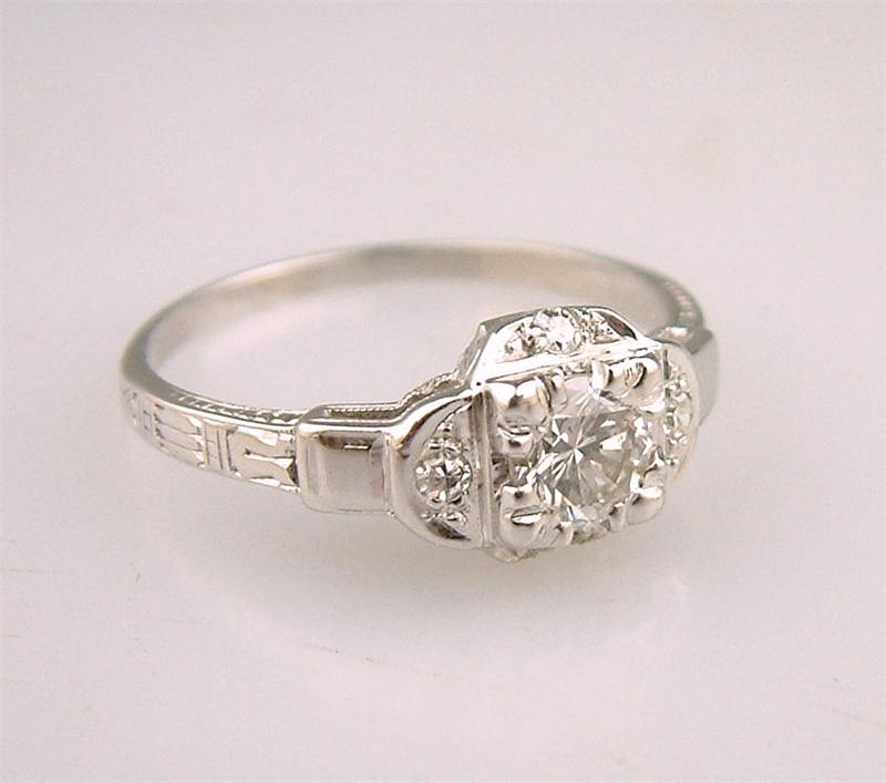 ... Deco Gold Diamond Engagement Ring Vintage Vintage Estate Jewelry
